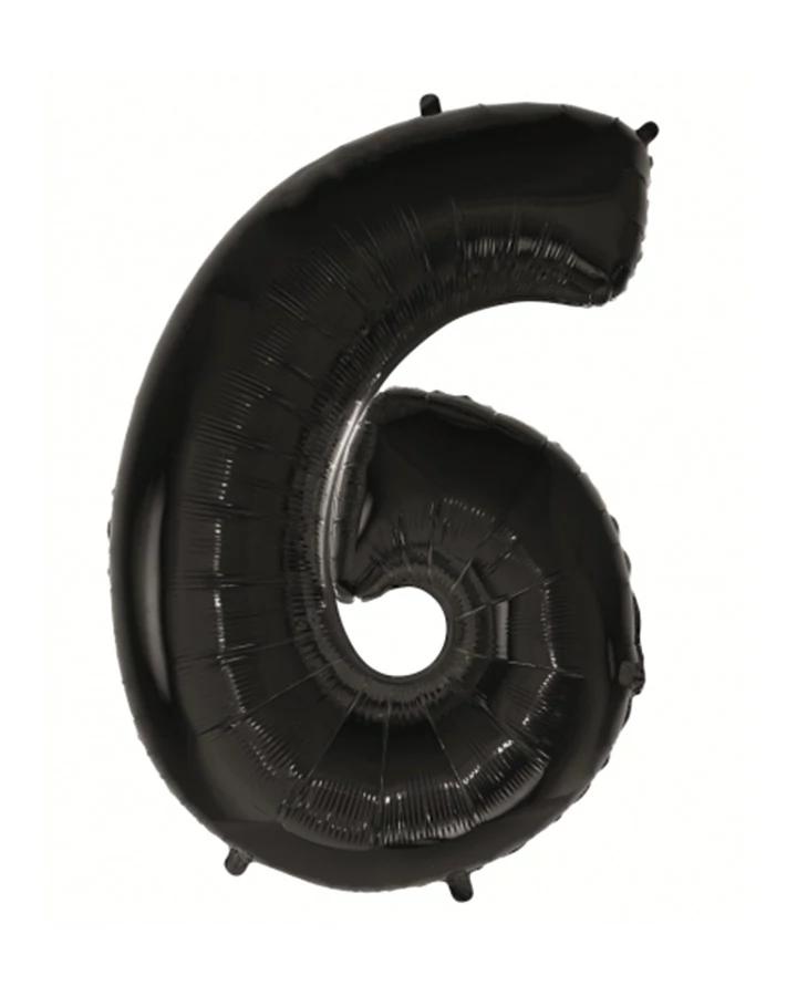 Fóliový balón číslo 6, černý 92 cm