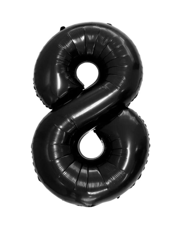 Fóliový balón číslo 8, černý, 92 cm