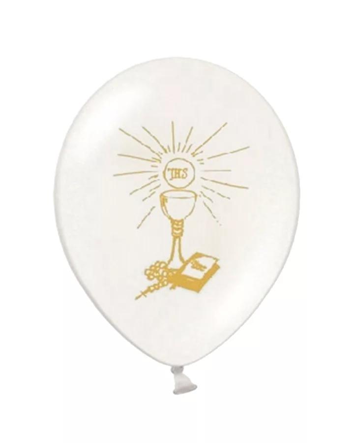 Balóny na křest bílé se zlatým vzorem 27cm 10ks