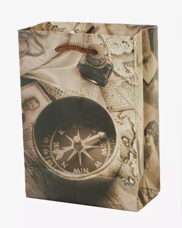 Dárková taška Vintage 01 11,5x6x16 (kompas, hodiny)