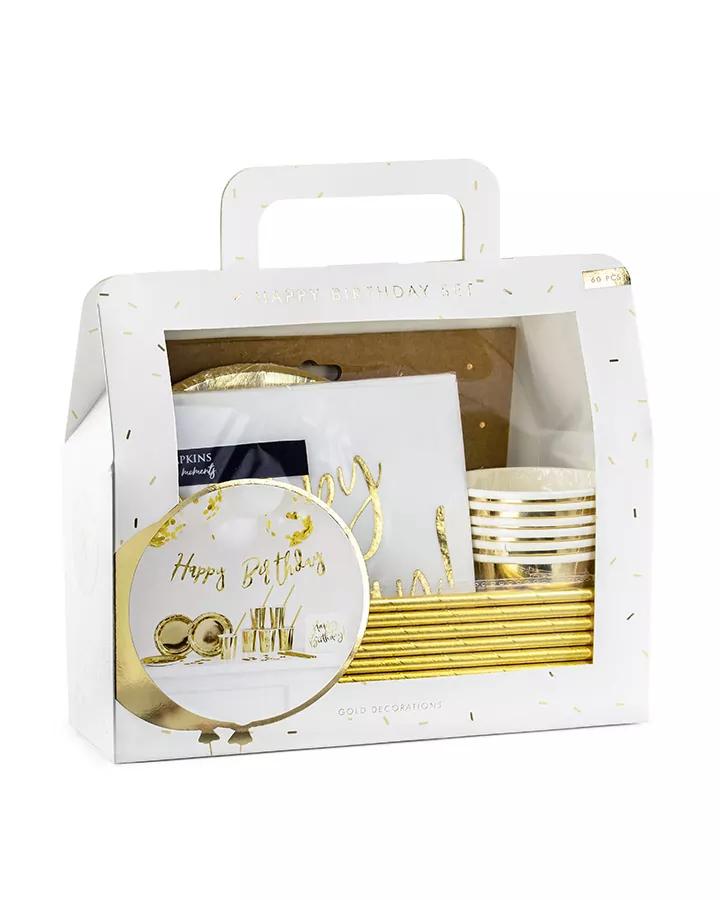 Sada party dekorací na oslavu ve zlatém motivu (60 ks)