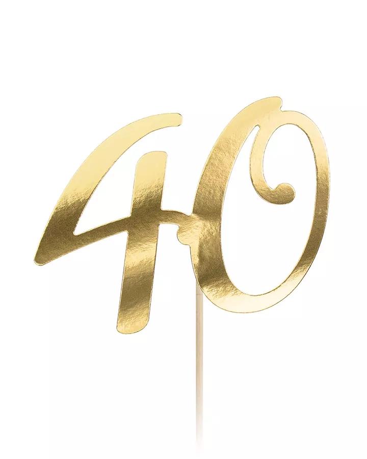 Zápich do narozeninového dortu 40 narozeniny, metalický zlatý