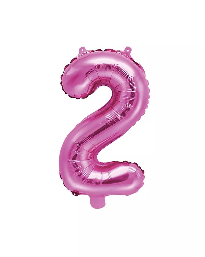 Fóliový balón číslo 2, růžový, 35 cm