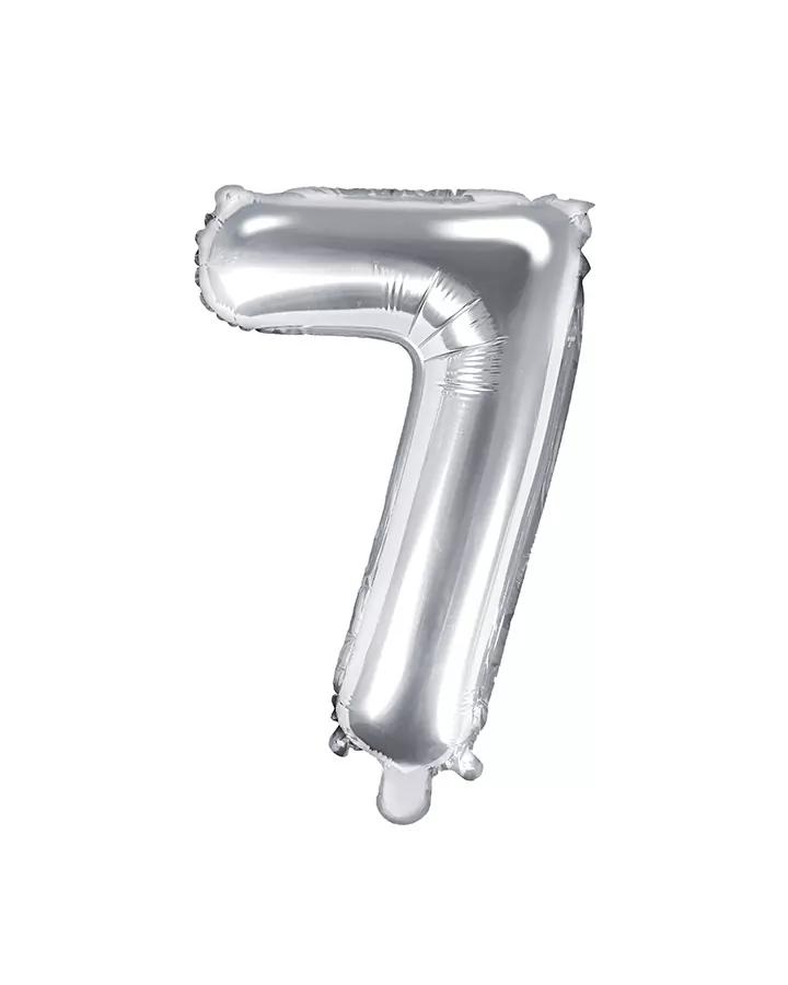 Fóliový balón číslo 7, stříbrný, 35 cm
