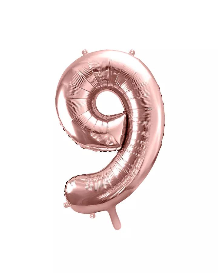 Fóliový balón číslo 9, růžovo-zlatý, 35 cm