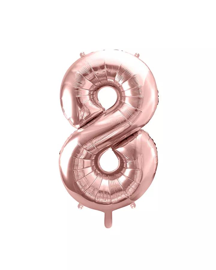 Fóliový balón číslo 8, růžovo-zlatý, 35 cm