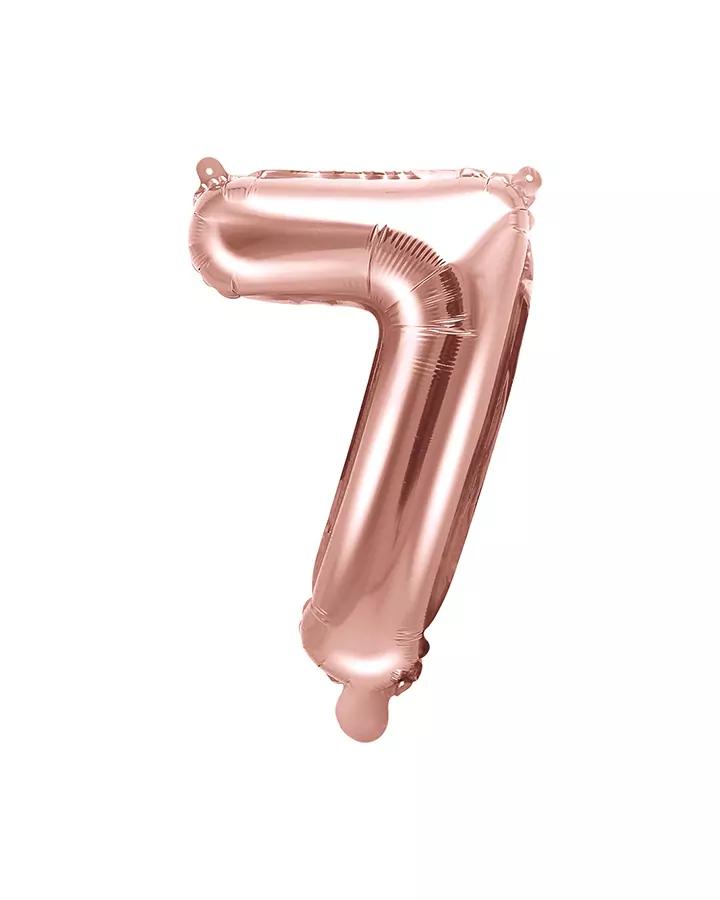 Fóliový balón číslo 7, růžovo-zlatý, 35 cm