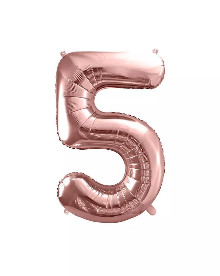 Fóliový balón číslo 5, růžovo-zlatý, 35 cm