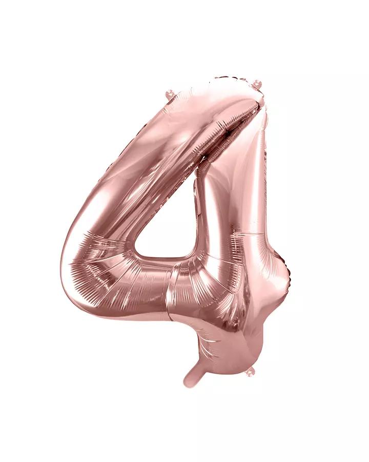 Fóliový balón číslo 4, růžovo-zlatý, 35 cm