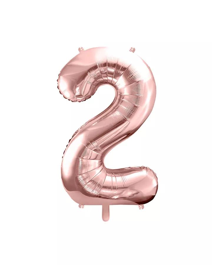 Fóliový balón číslo 2, růžovo-zlatý, 35 cm