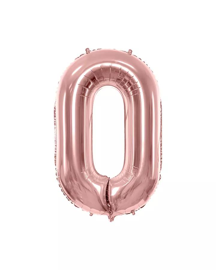 Fóliový balón číslo 0, růžovo-zlatý, 35 cm