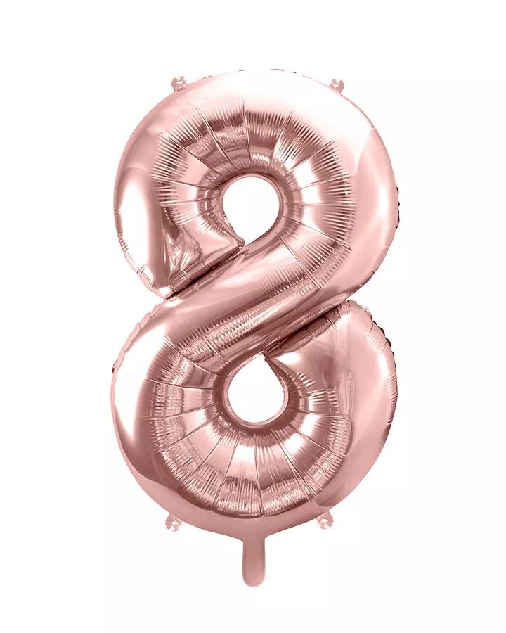 Fóliový balón číslo 8, růžovo-zlatý, 86 cm