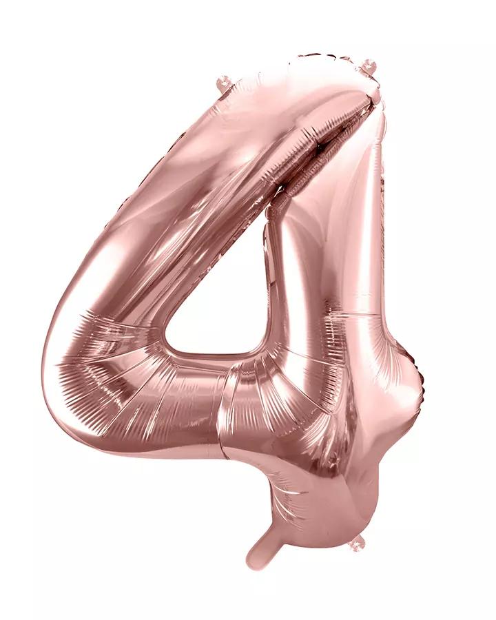 Fóliový balón číslo 4, růžovo-zlatý, 86 cm