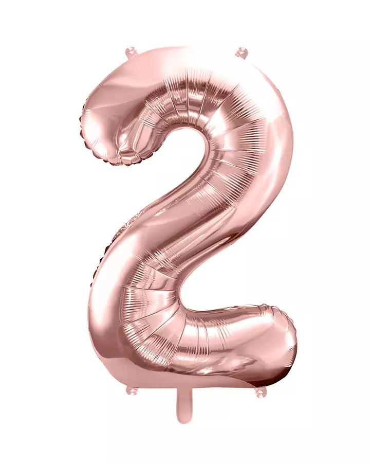 Fóliový balón číslo 2, růžovo-zlatý, 86 cm