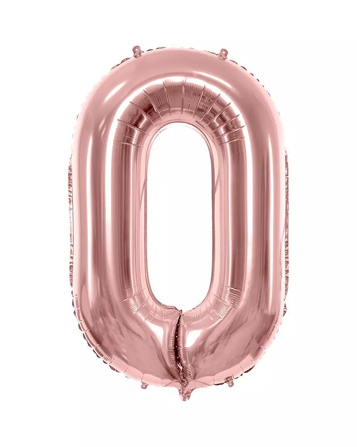 Fóliový balón číslo 0, růžovo-zlatý, 86 cm