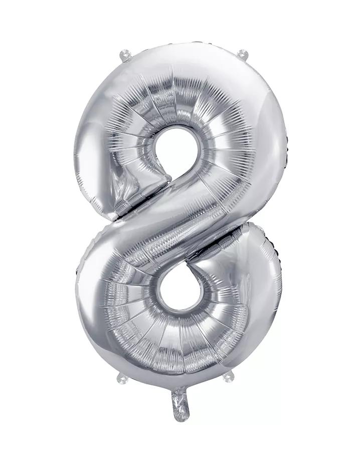 Fóliový balón číslo 8, stříbrný, 86 cm