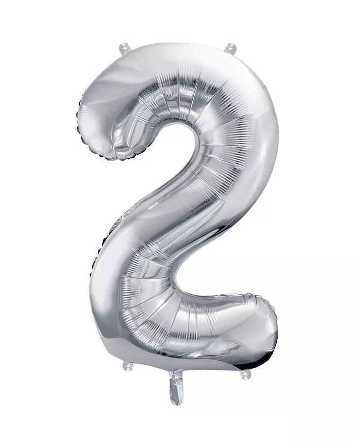 Fóliový balón číslo 2, stříbrný, 86 cm