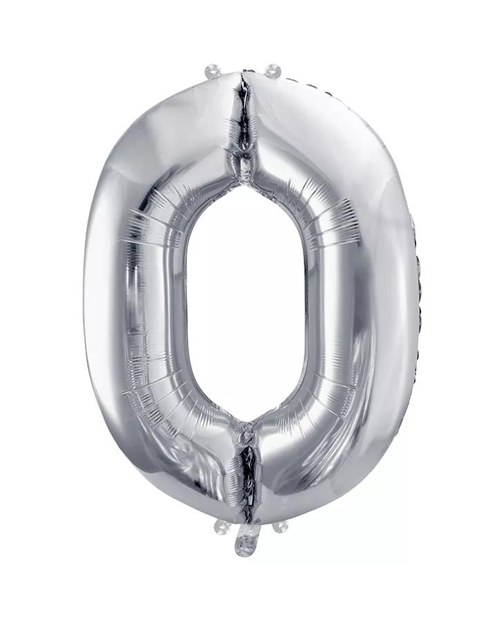 Fóliový balón číslo 0, stříbrný, 86 cm