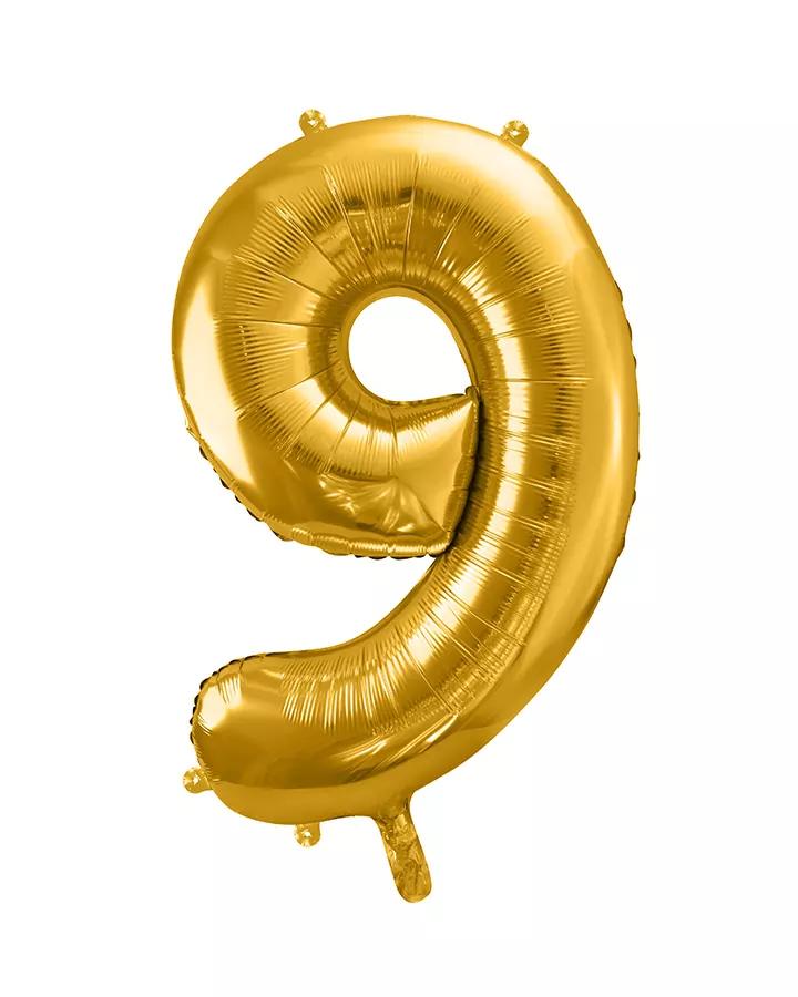 Fóliový balón číslo 9, zlatý, 86 cm