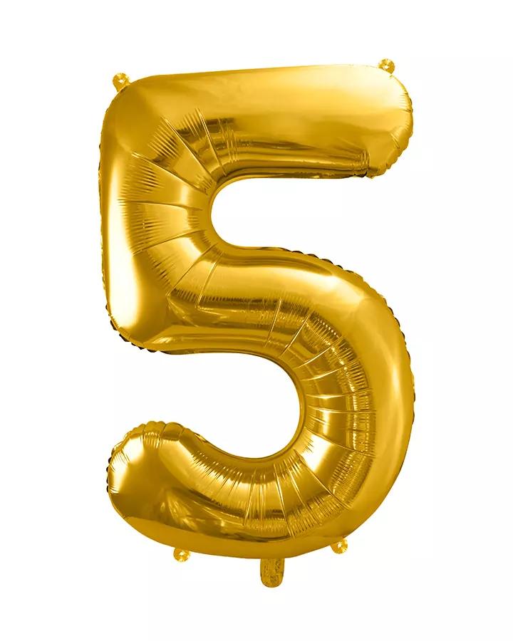 Fóliový balón číslo 5, zlatý, 86 cm