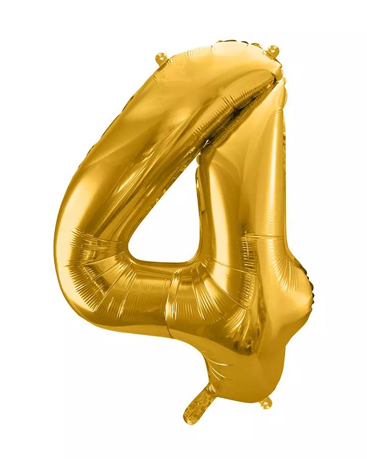 Fóliový balón číslo 4, zlatý, 86 cm