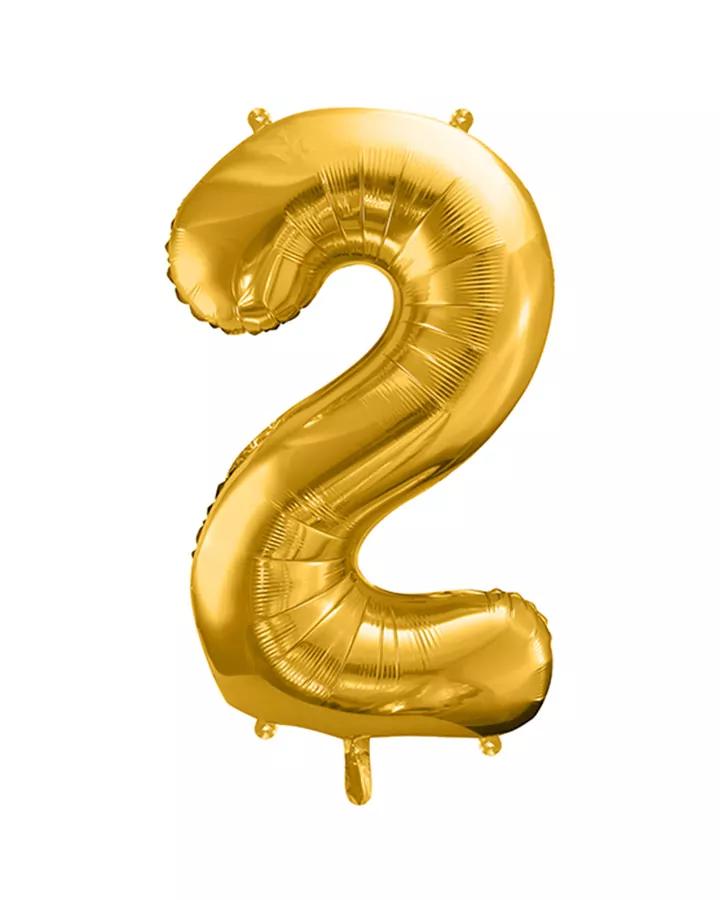 Fóliový balón číslo 2, zlatý, 86 cm