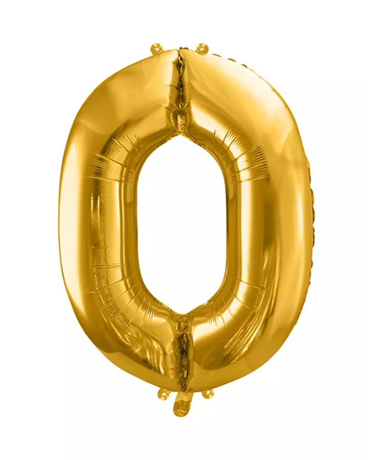 Fóliový balón číslo 0, zlatý, 86 cm