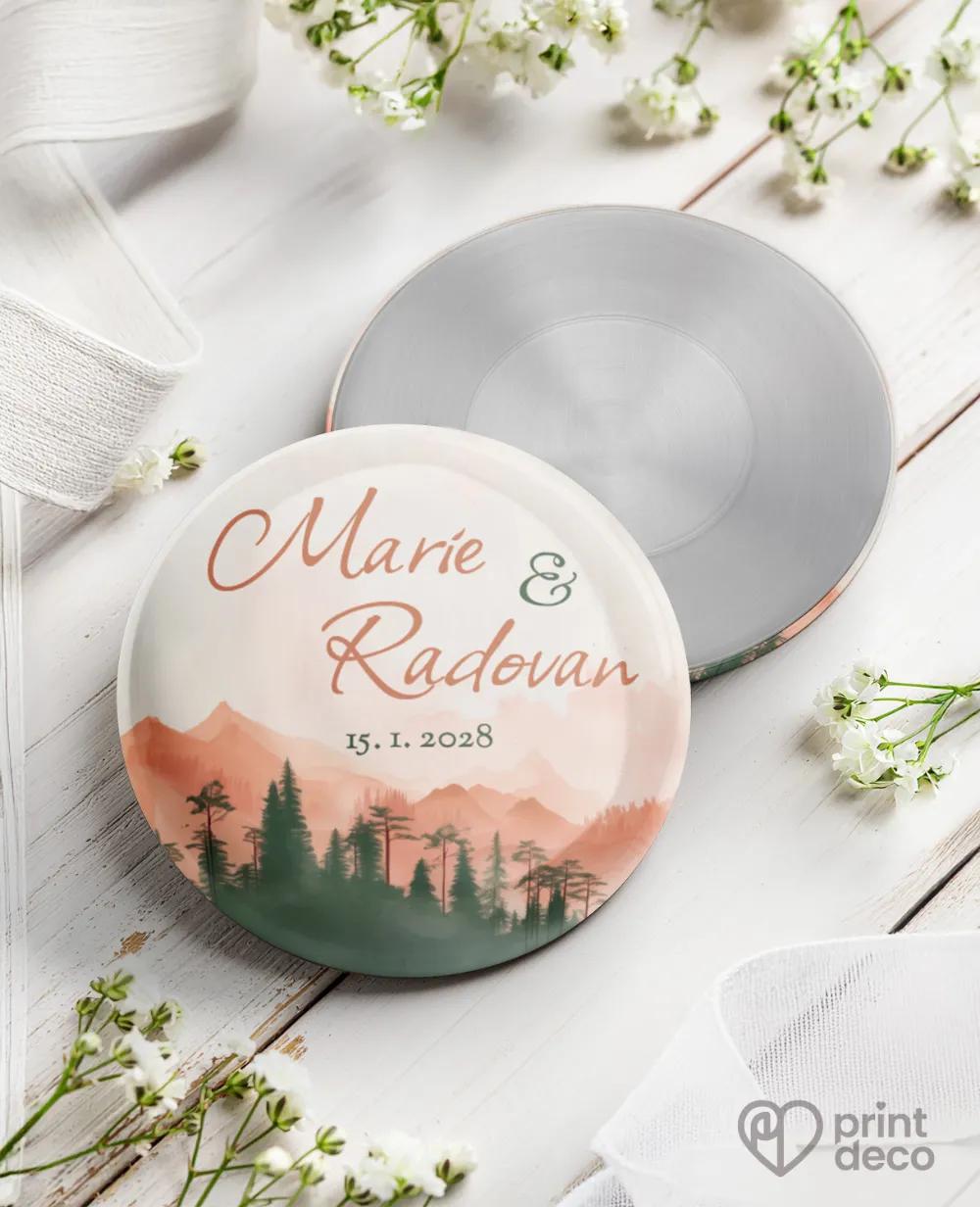 Kovové svatební magnetky – Pohoří lásky