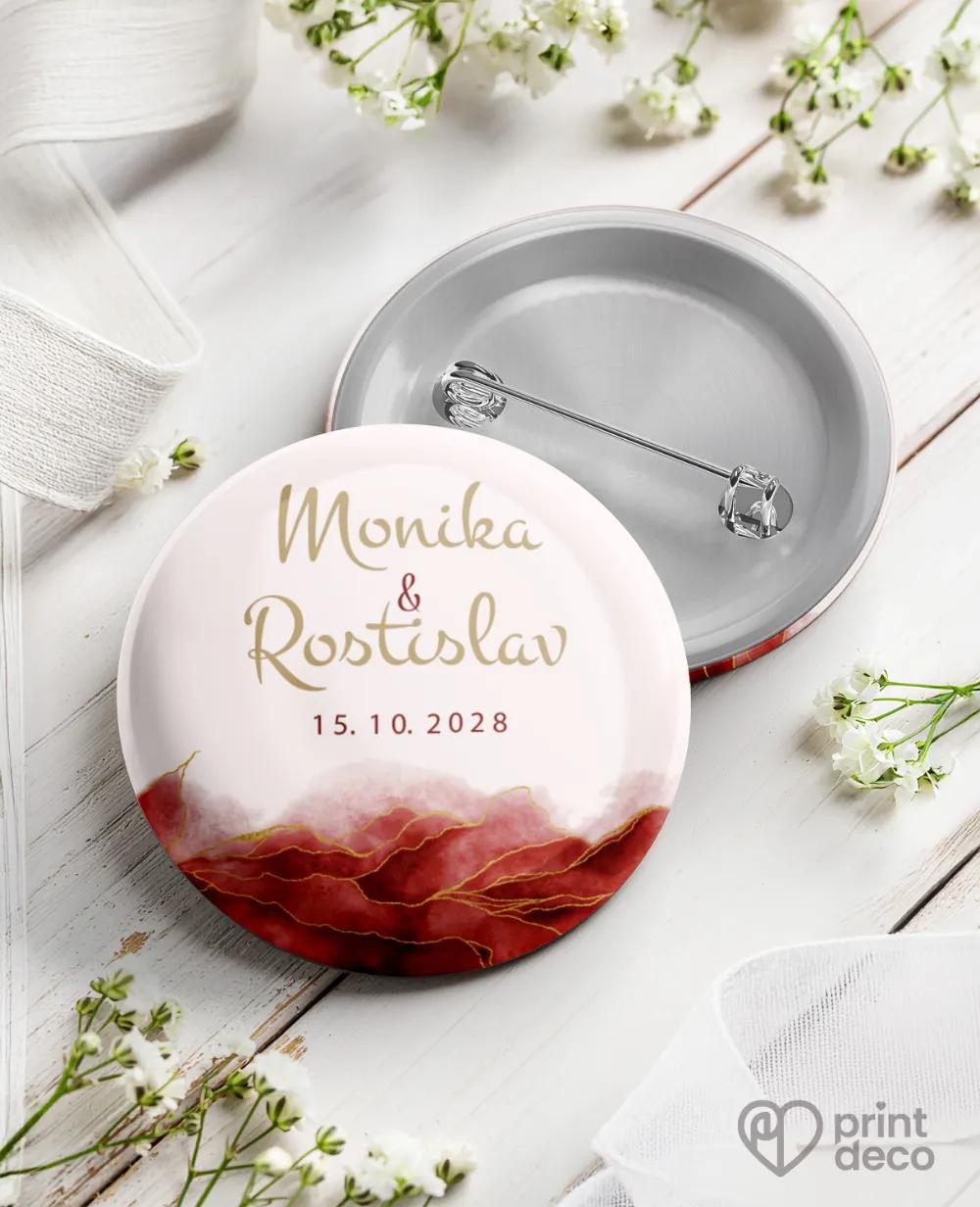 Kovové svatební odznaky - Abstrakt IV. Bordó