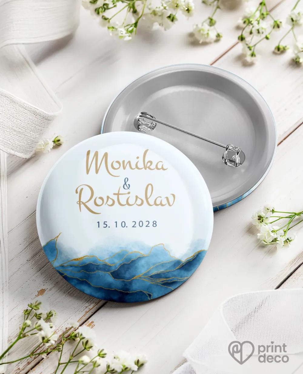 Kovové svatební odznaky - Abstrakt IV. Modrá