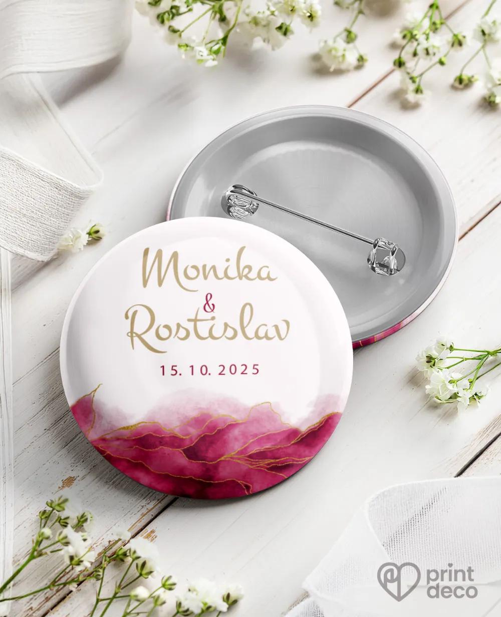 Kovové svatební odznaky - Abstrakt IV. Růžová