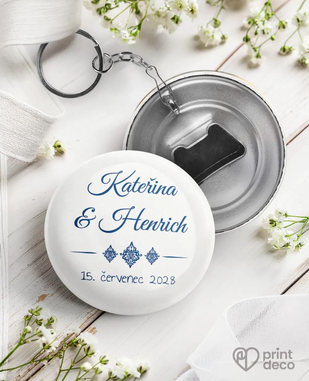 Svatební klíčenky s otvírákem luxusní Royal s královským motivem