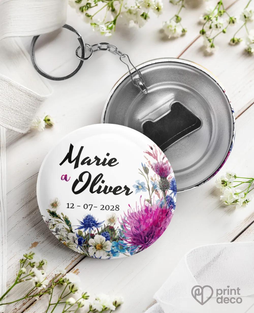 Svatební klíčenky s otvírákem pestré luční květy