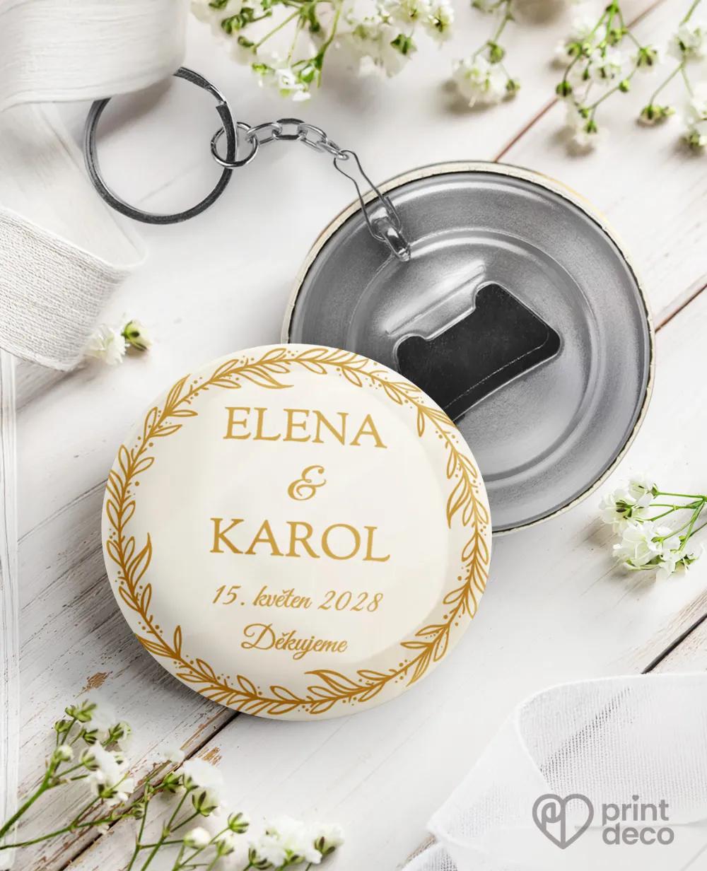 Svatební klíčenky s otvírákem – Zlatá chvíle