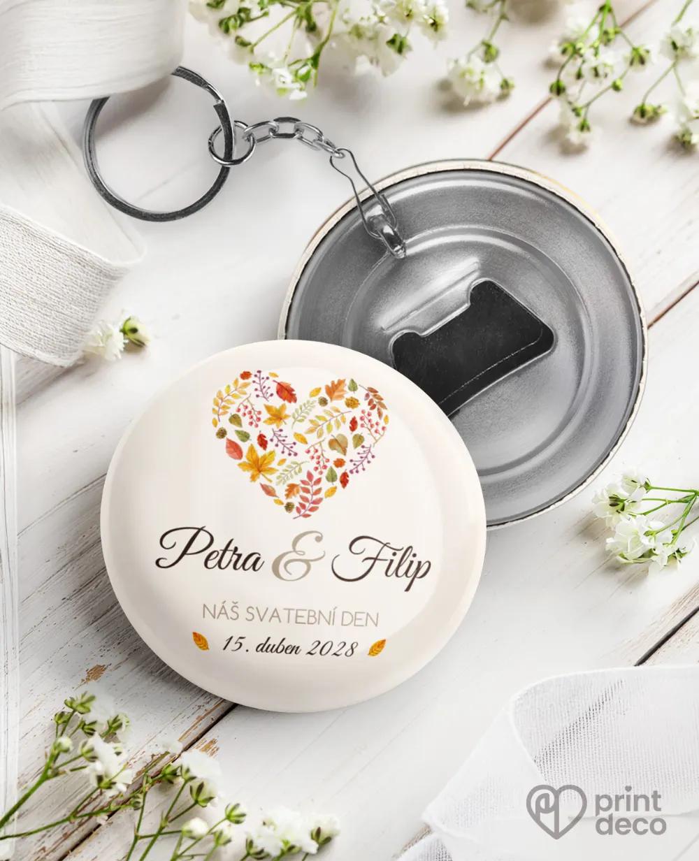 Svatební klíčenky s otvírákem pestrobarevný Podzim I.