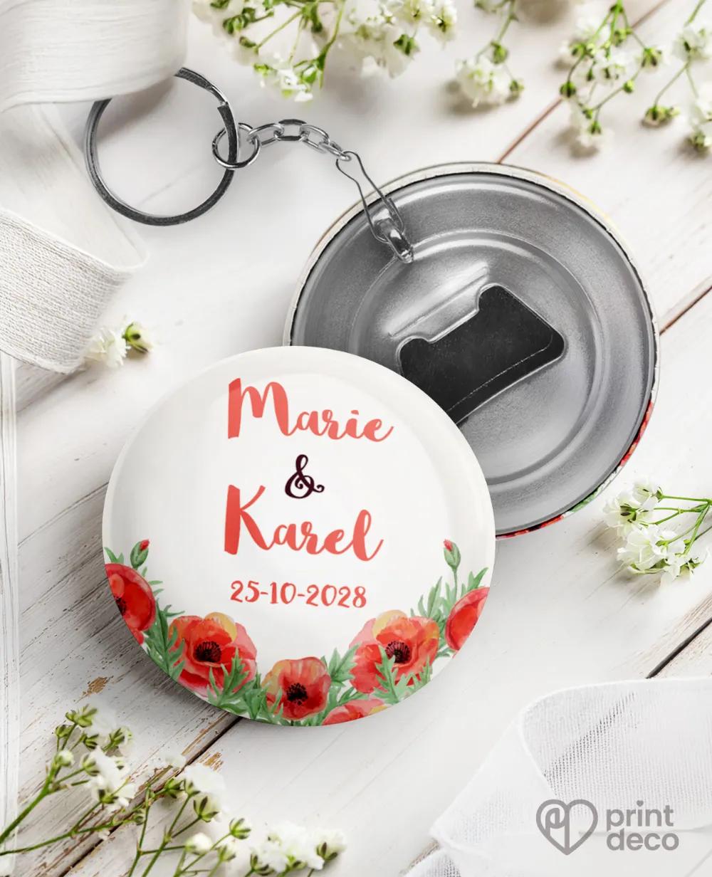 Svatební klíčenky s otvírákem – Vlčí máky