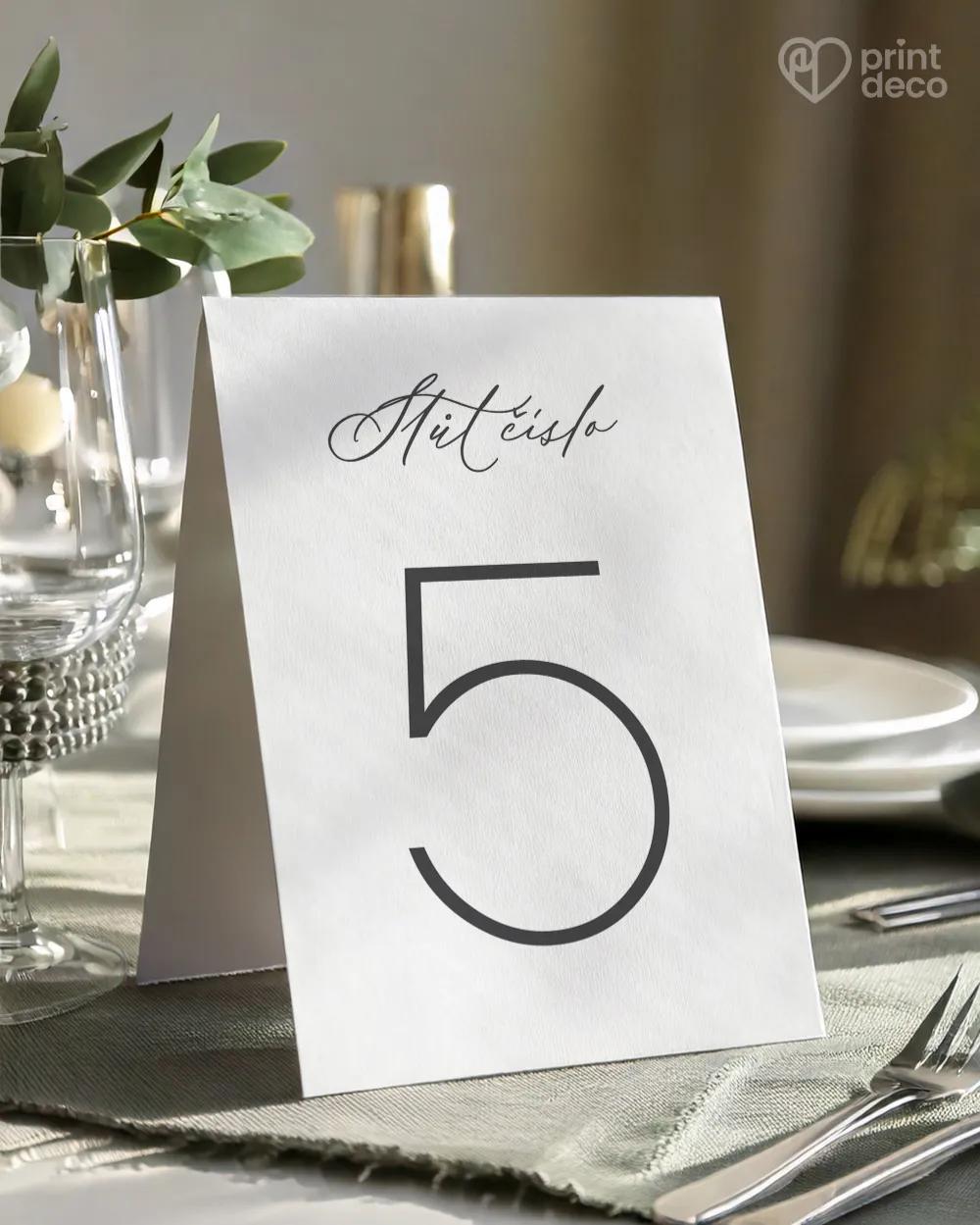 Svatební číslování stolů – Jemná elegance