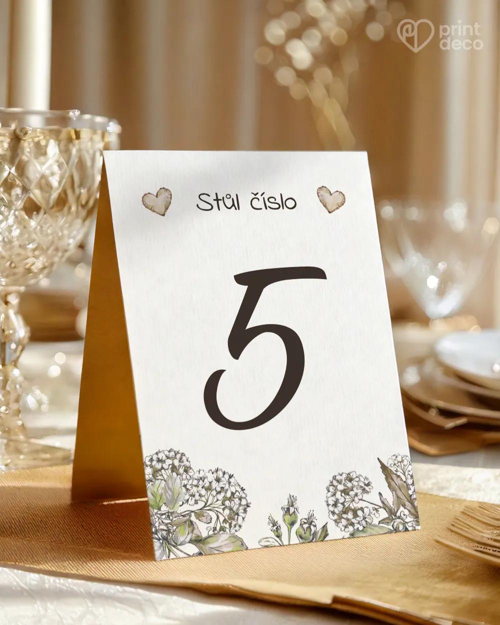 Svatební číslování stolů – Rustic