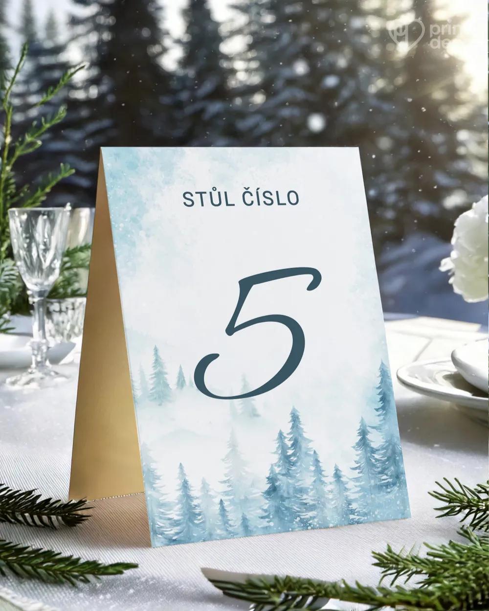 Svatební číslování stolů – Zimní krajina I.