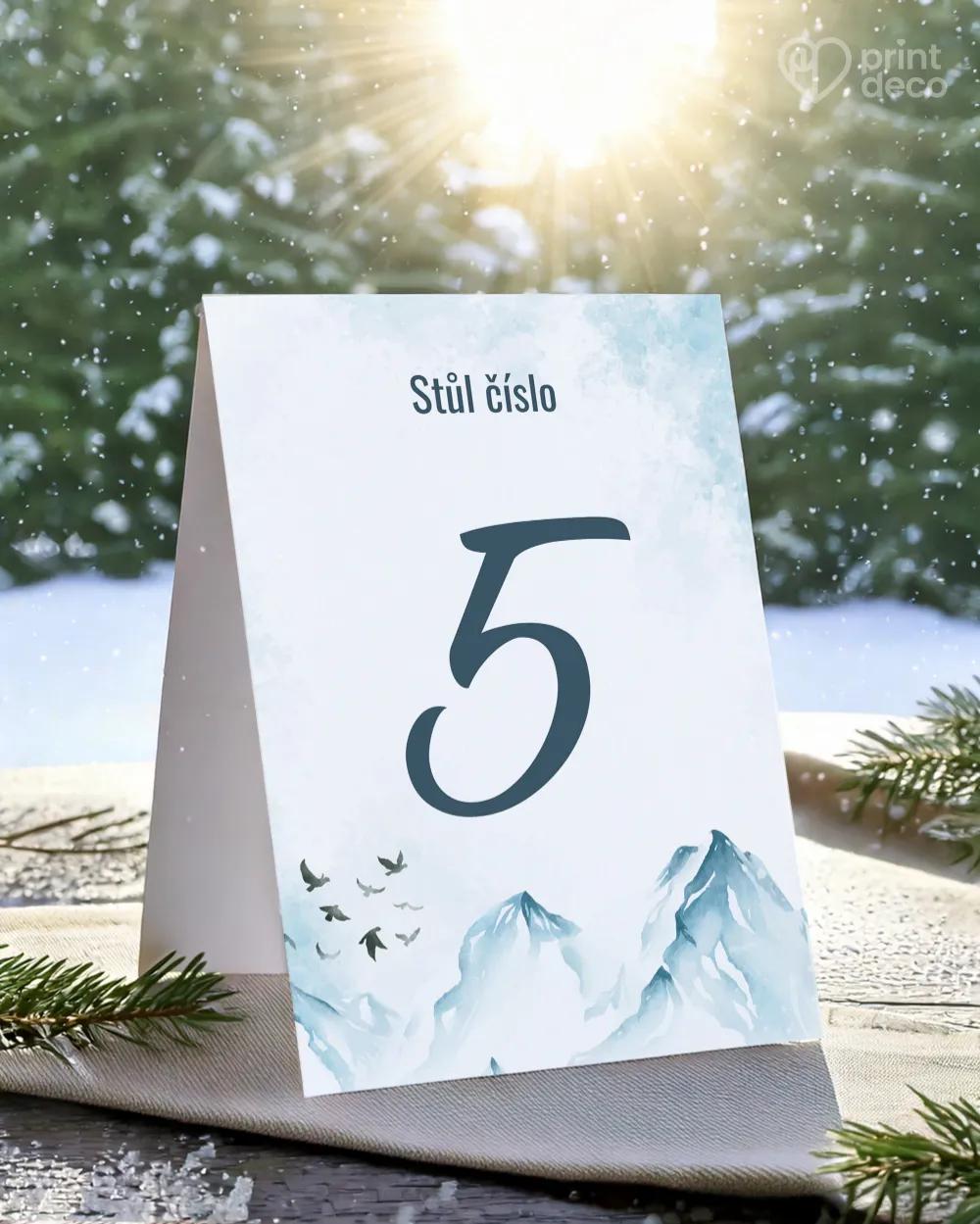 Svatební číslování stolů – Zimní krajina II.