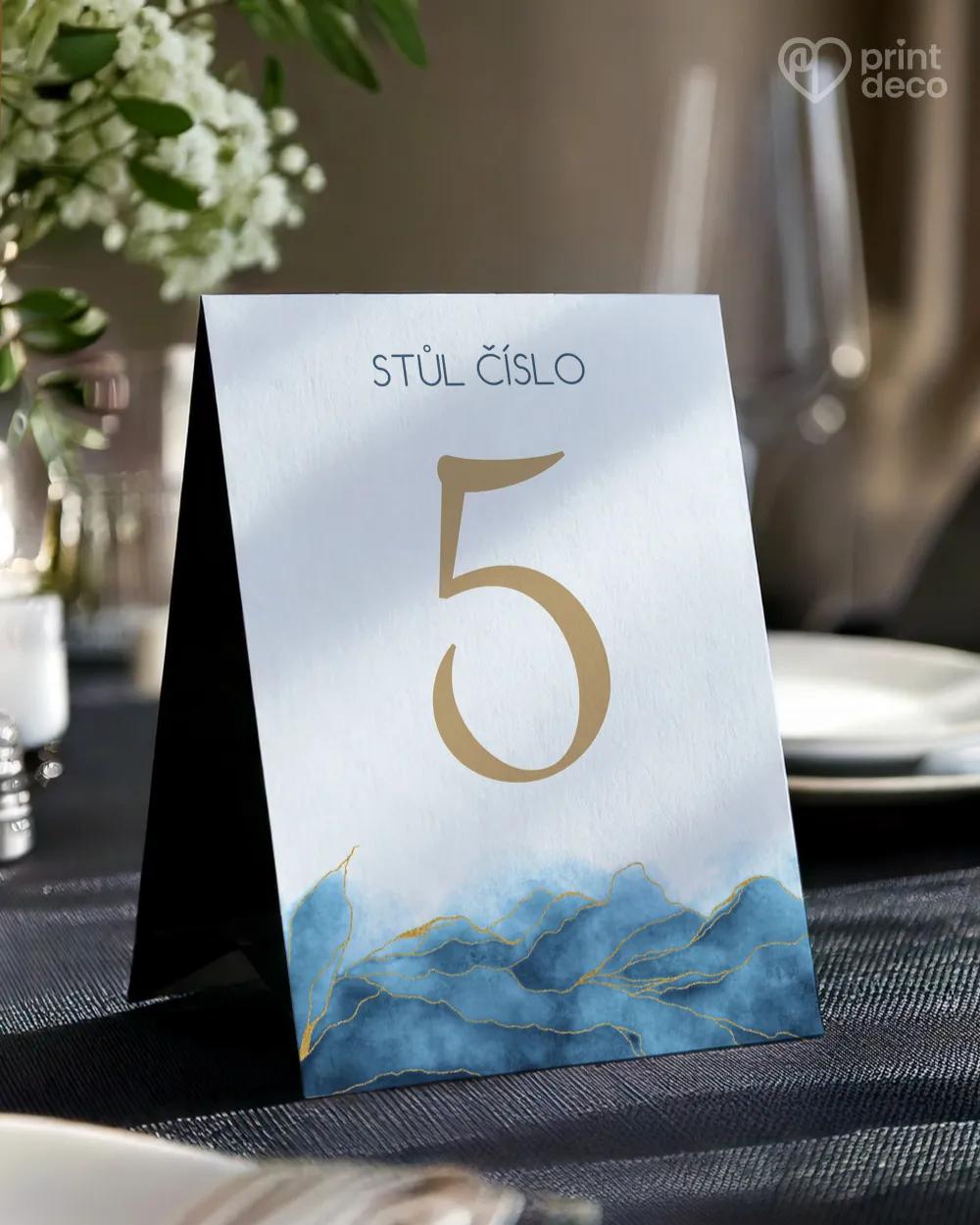 Svatební číslování stolů – Abstrakt IV. Modrá
