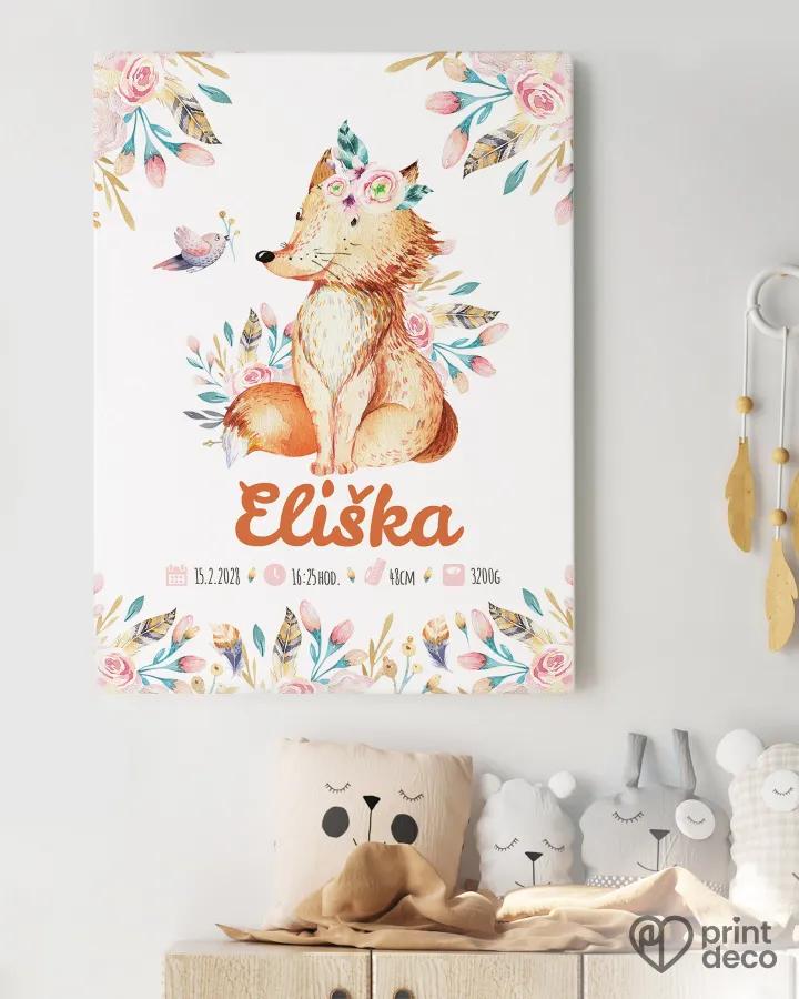 Dětský plakát s motivem lišky a květin