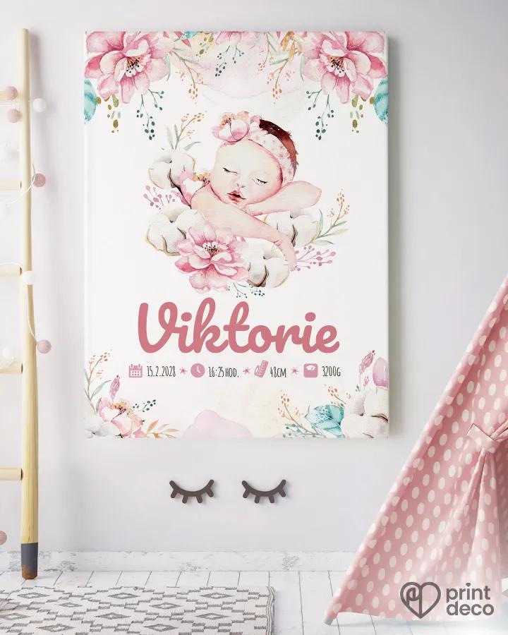 Dětský plakát s motivem miminka a květin