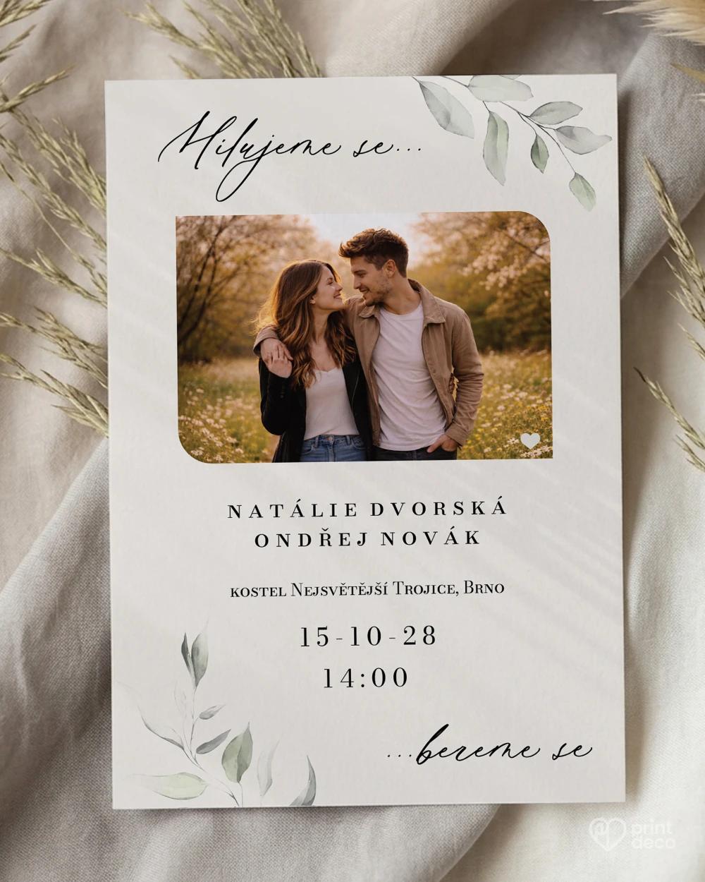 Svatební oznámení s fotografií – Zelená romance II 0/2