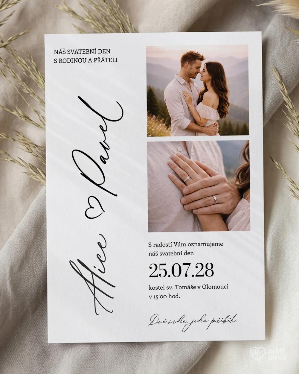 Svatební oznámení s fotografií – Náš příběh III 0/2